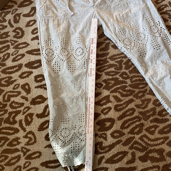 Sundance Everyday Eyelet Pants Womens 16 Jogger pant beige drawstrings Bohemian - Picture 13 of 15